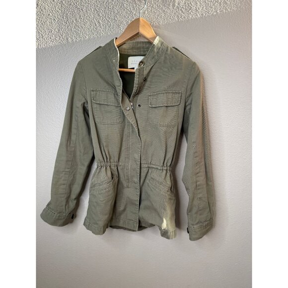Hinge Women's Olive Green Jacket Size XS long sleeve lightweight 100% cotton - Picture 2 of 11